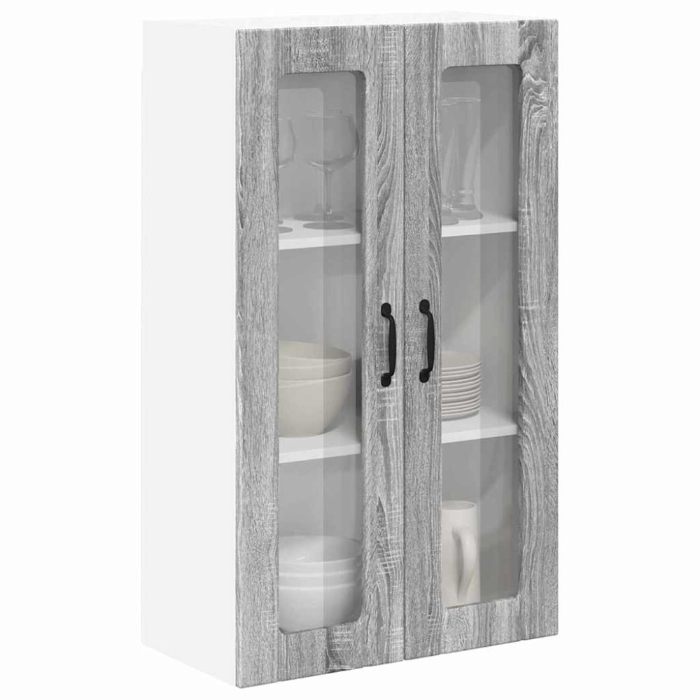 Produktbild för Väggglasförråd LUCCA Grå sonoma-ek 60 x 31 x 100 cm