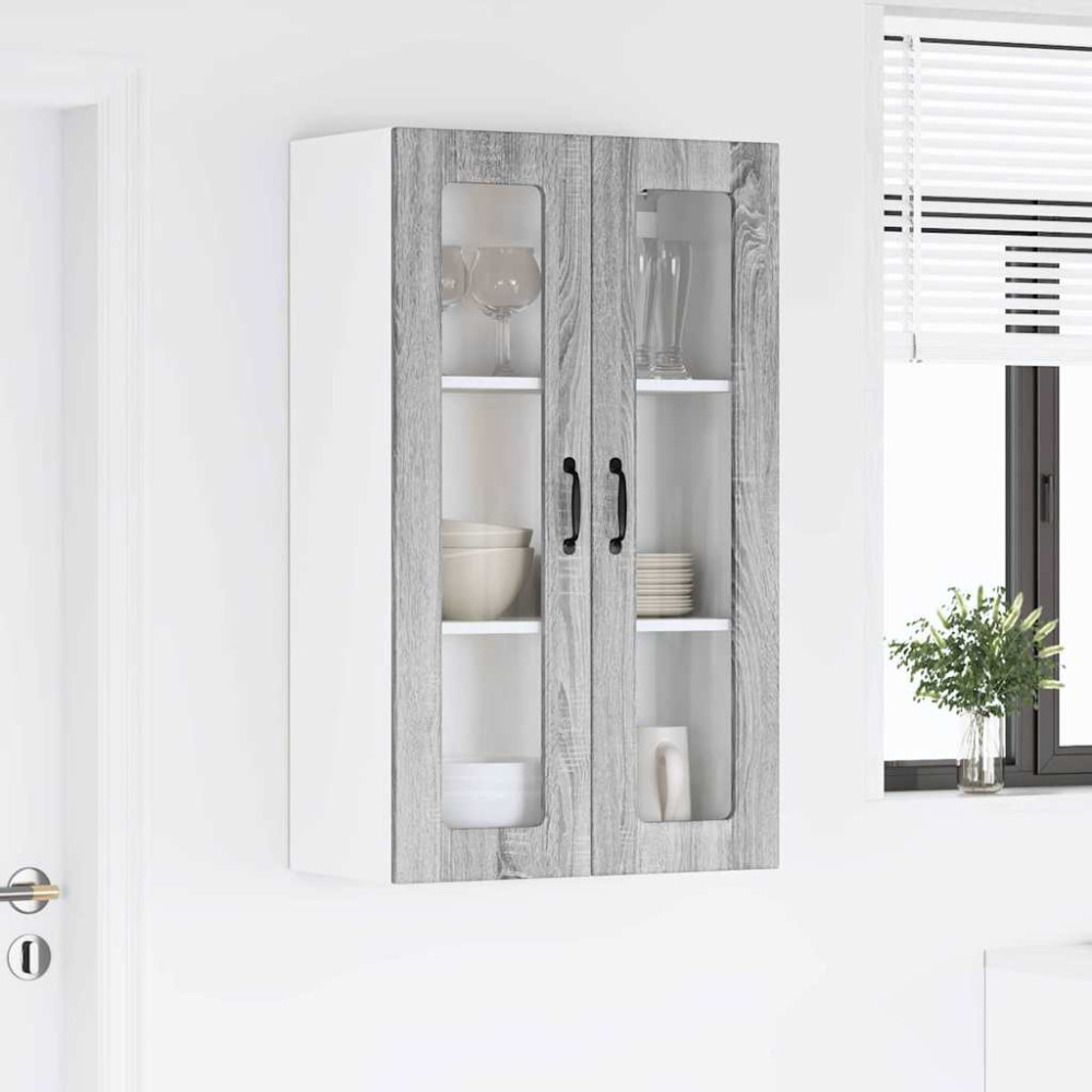 Produktbild för Väggglasförråd LUCCA Grå sonoma-ek 60 x 31 x 100 cm