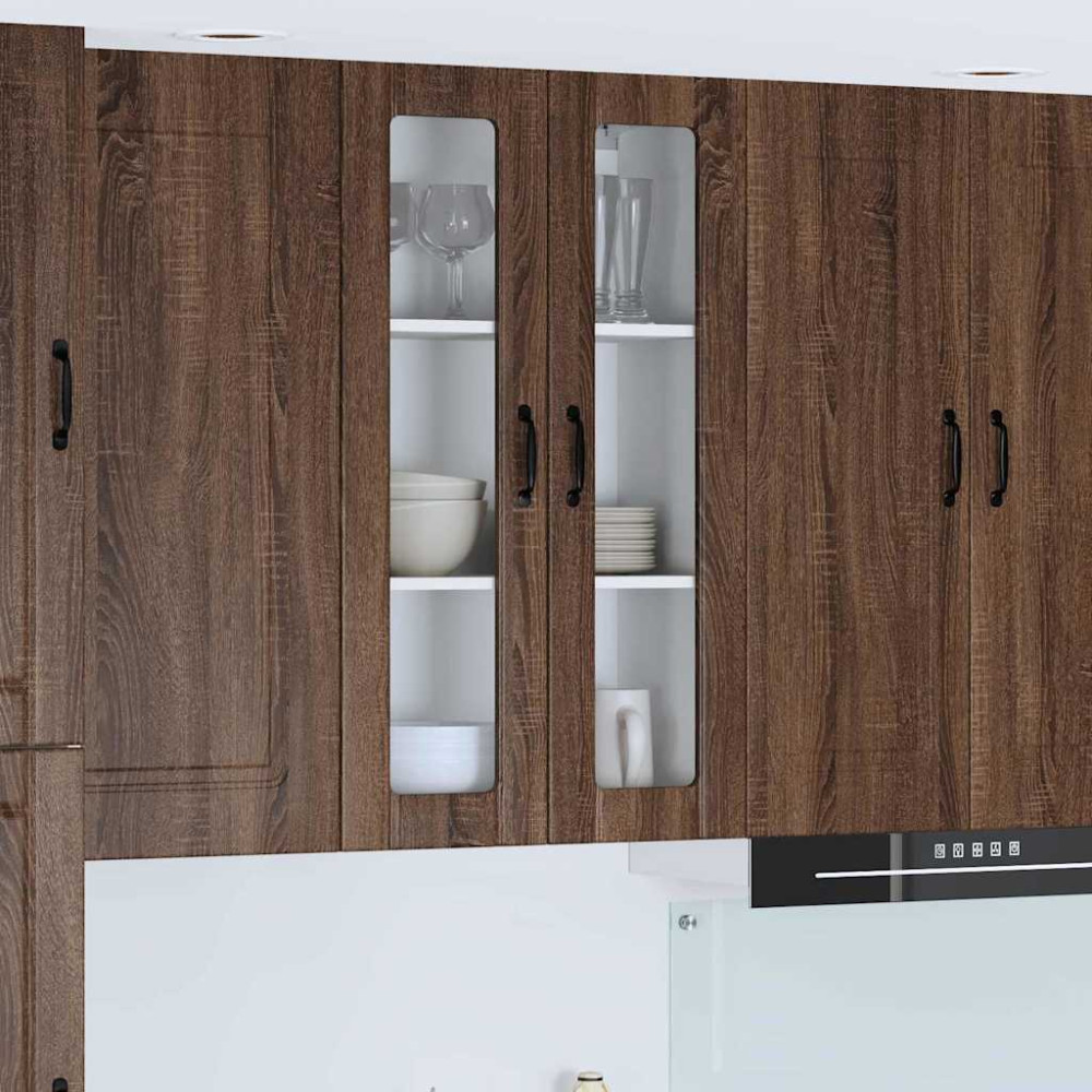 Produktbild för Väggglasförråd LUCCA Brun ek 60 x 31 x 100 cm Konstruerat trä