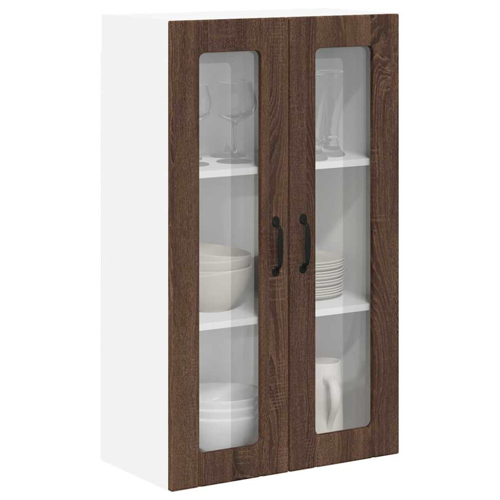 Produktbild för Väggglasförråd LUCCA Brun ek 60 x 31 x 100 cm Konstruerat trä