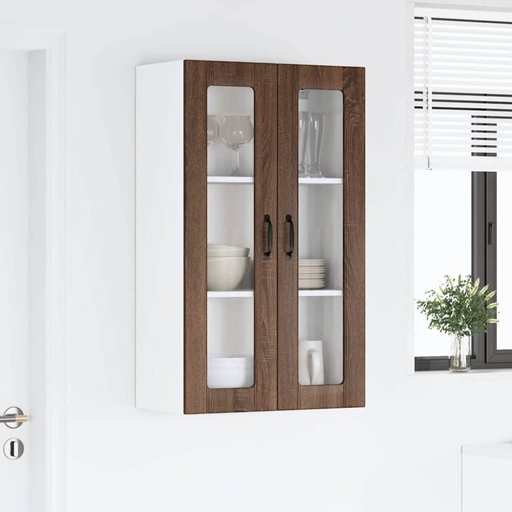 Produktbild för Väggglasförråd LUCCA Brun ek 60 x 31 x 100 cm Konstruerat trä