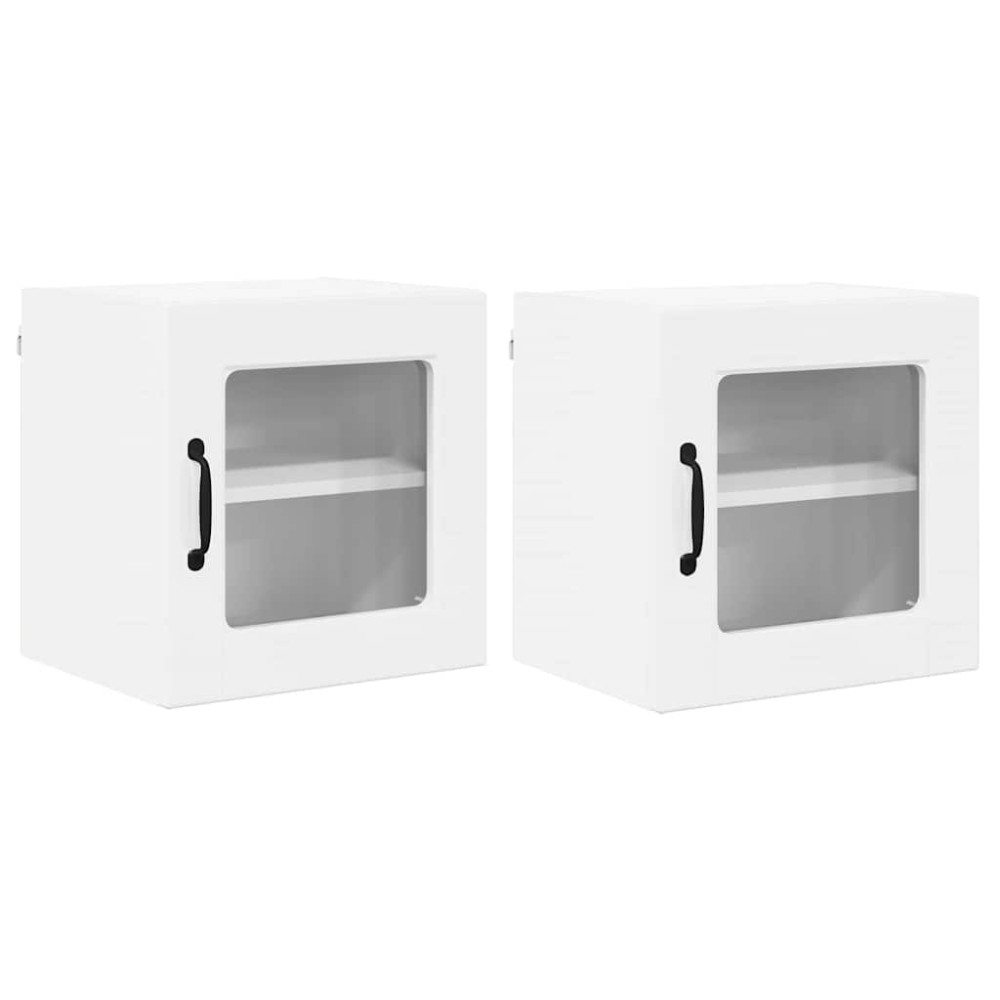 Produktbild för Väggglasförråd PORTO 2 pcs Högblanka vita 40 x 31 x 40 cm