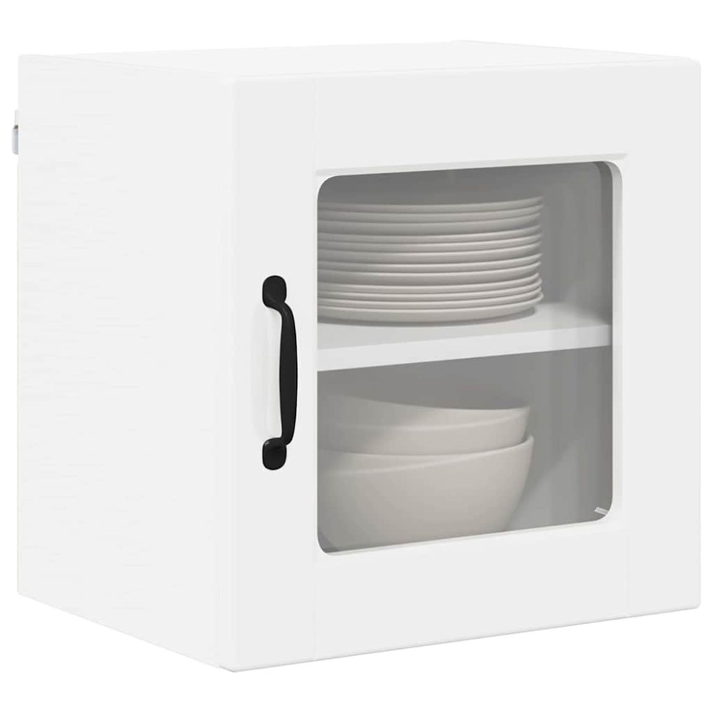Produktbild för Väggglasförråd PORTO 2 pcs Högblanka vita 40 x 31 x 40 cm