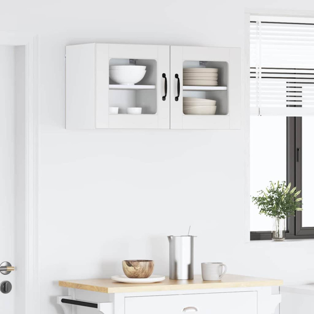 Produktbild för Väggglasförråd PORTO 2 pcs Högblanka vita 40 x 31 x 40 cm
