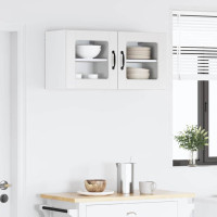 Produktbild för Väggglasförråd PORTO 2 pcs Högblanka vita 40 x 31 x 40 cm