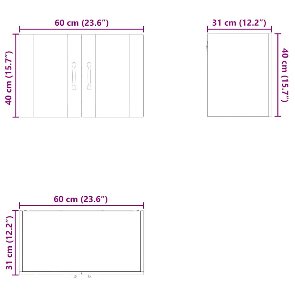 Produktbild för Väggskåp PORTO Brun Ek 60 x 31 x 40 cm Konstruerat trä
