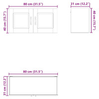 Produktbild för Väggskåp PORTO Gammalt trä 80 x 31 x 40 cm Konstruerat trä