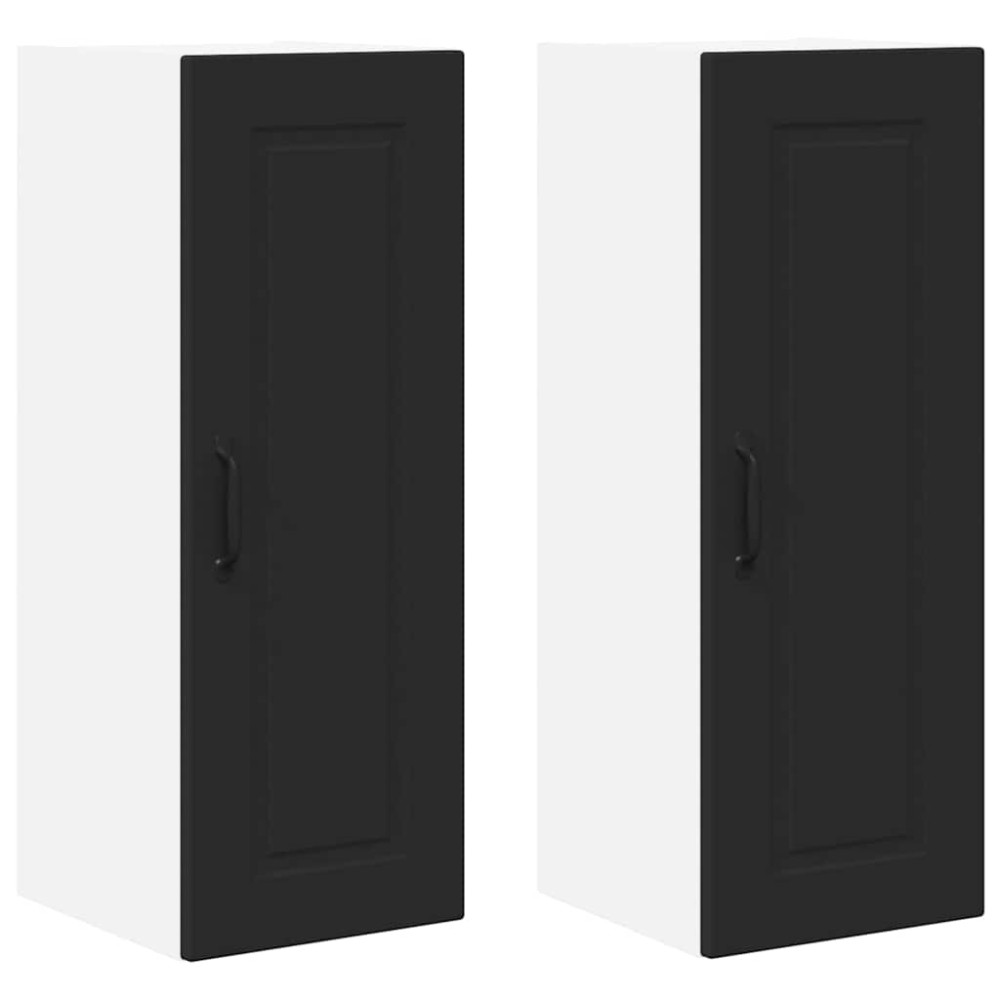 Produktbild för Väggskåp PORTO 2 pcs Svart 30 x 31 x 80 cm Konstruerat trä
