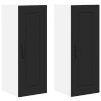 Produktbild för Väggskåp PORTO 2 pcs Svart 30 x 31 x 80 cm Konstruerat trä