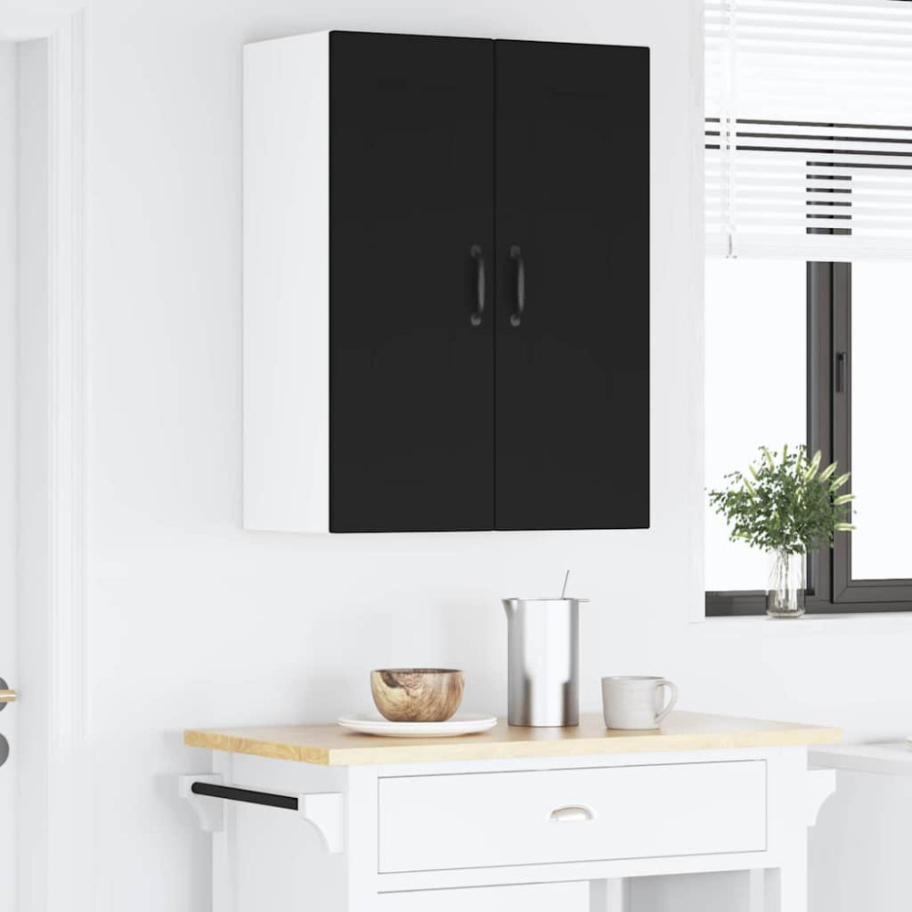 Produktbild för Väggskåp PORTO 2 pcs Svart 30 x 31 x 80 cm Konstruerat trä