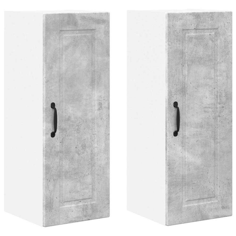 Produktbild för Väggskåp PORTO 2 pcs Betonggrå 30 x 31 x 80 cm Konstruerat trä