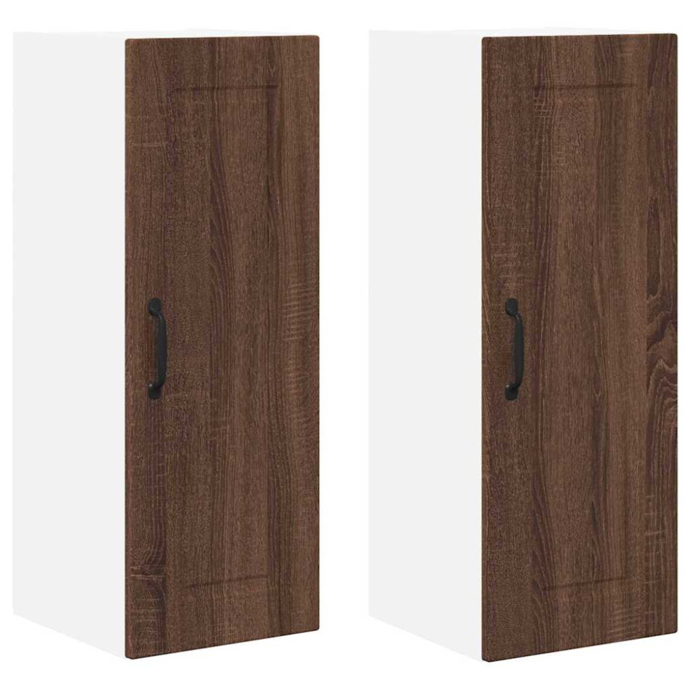 Produktbild för Väggskåp PORTO 2 pcs Brun Ek 30 x 31 x 80 cm Konstruerat trä