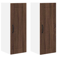 Produktbild för Väggskåp PORTO 2 pcs Brun Ek 30 x 31 x 80 cm Konstruerat trä