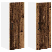 Produktbild för Väggskåp PORTO 2 pcs Gammalt trä 30 x 31 x 80 cm