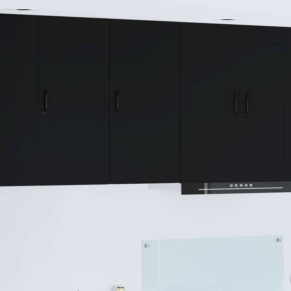 Produktbild för Väggskåp PORTO Svart 40 x 31 x 80 cm Konstruerat trä