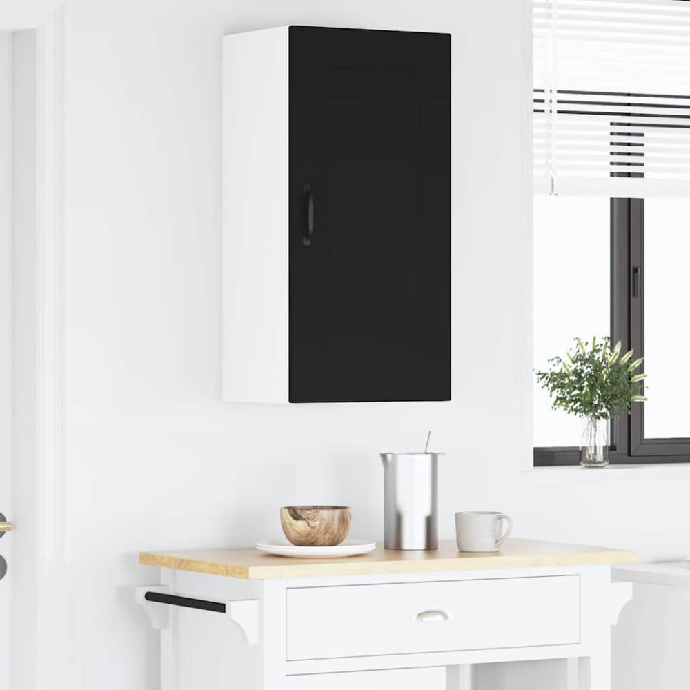 Produktbild för Väggskåp PORTO Svart 40 x 31 x 80 cm Konstruerat trä