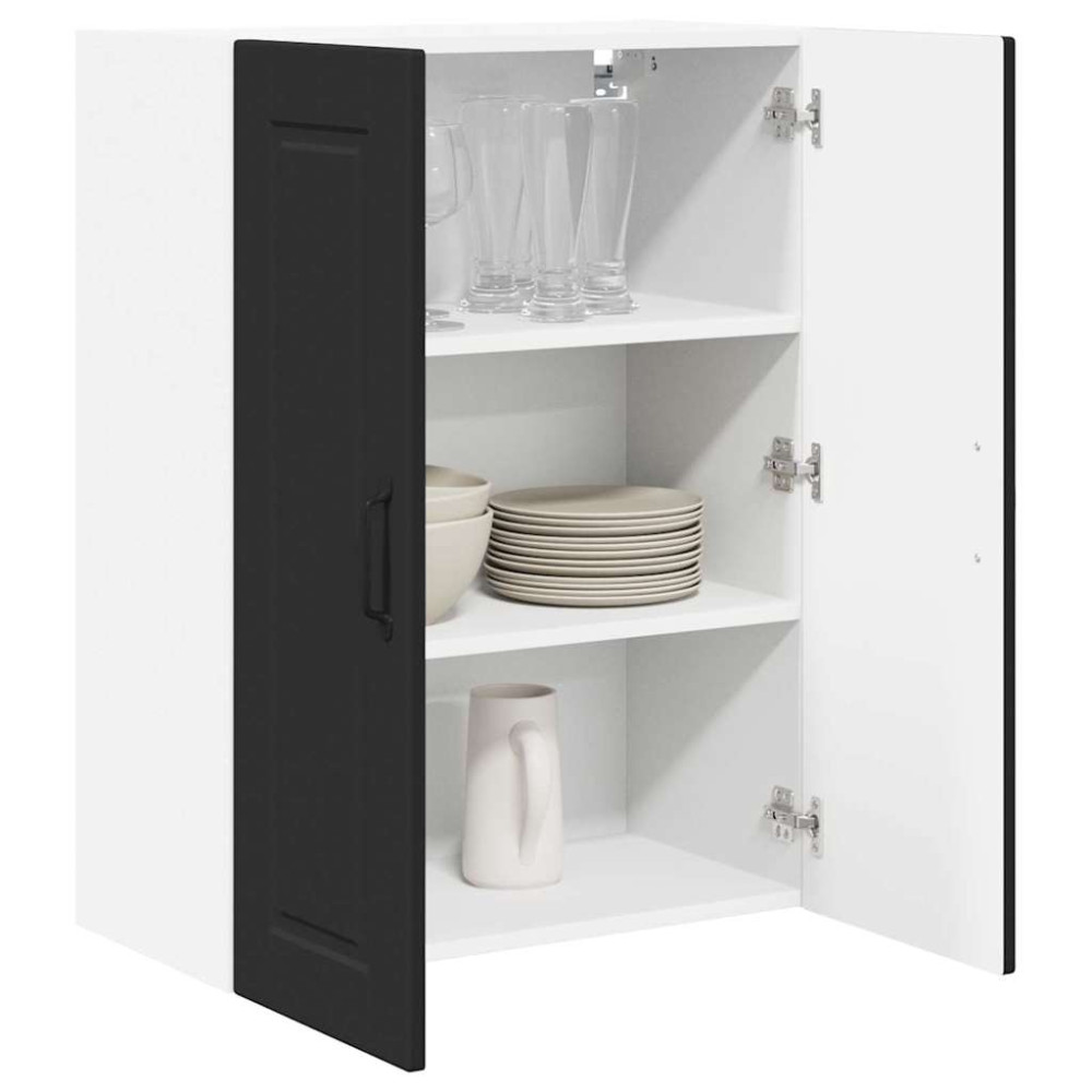 Produktbild för Väggskåp PORTO Svart 60 x 31 x 80 cm Konstruerat trä