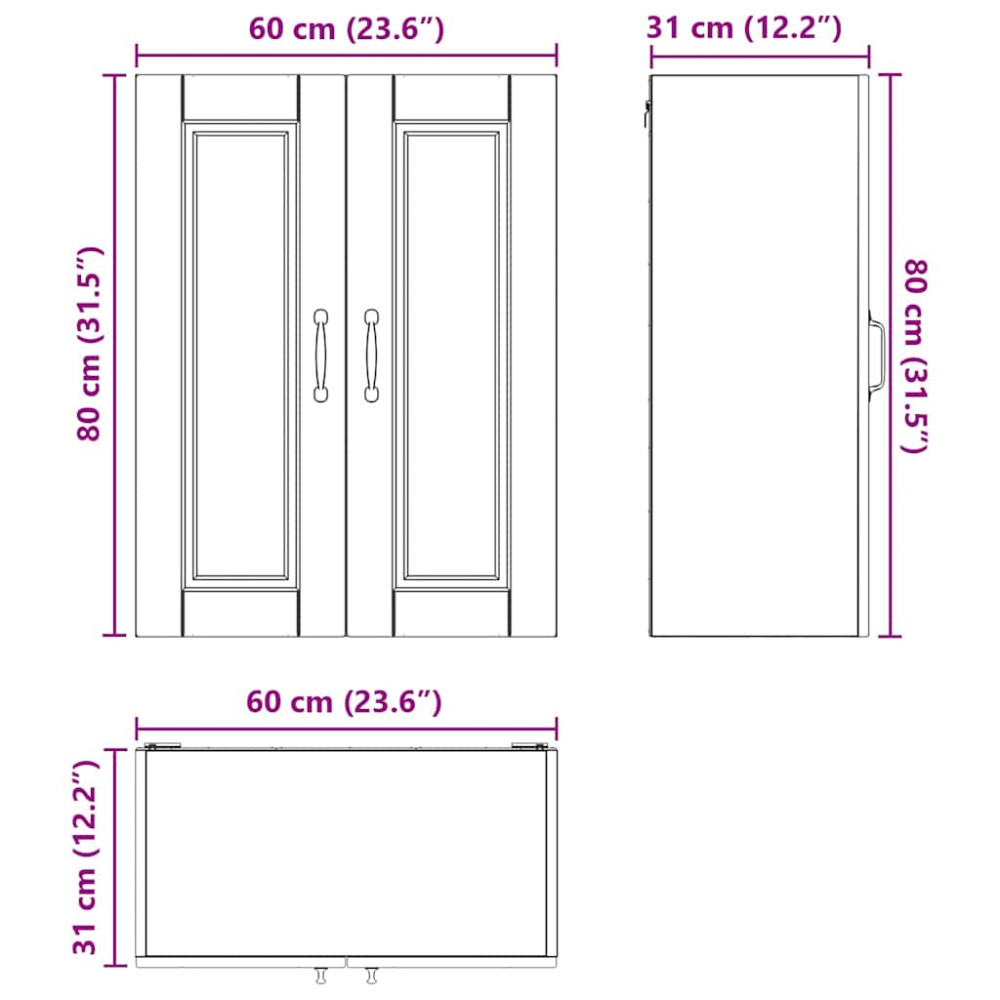 Produktbild för Väggskåp PORTO Brun Ek 60 x 31 x 80 cm Konstruerat trä