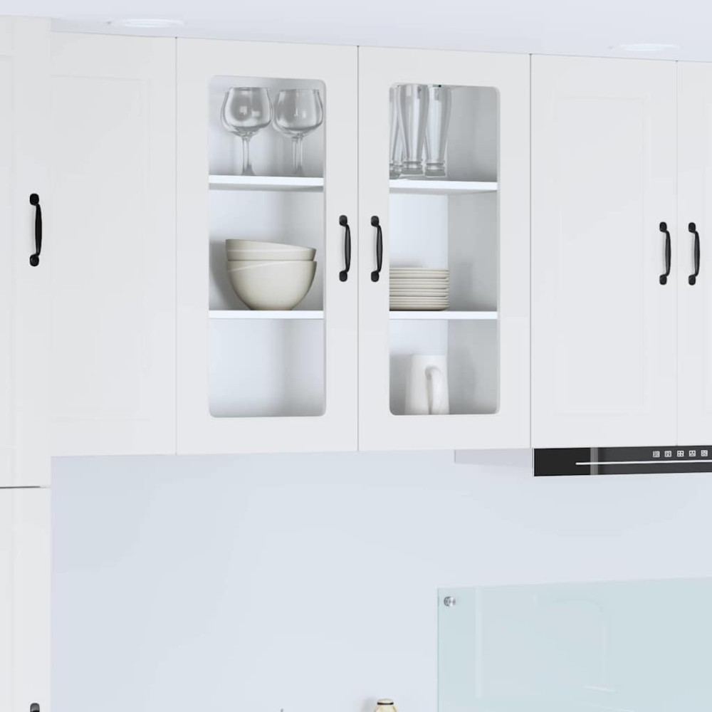 Produktbild för Väggglasförråd PORTO Vit 80 x 31 x 80 cm Konstruerat trä