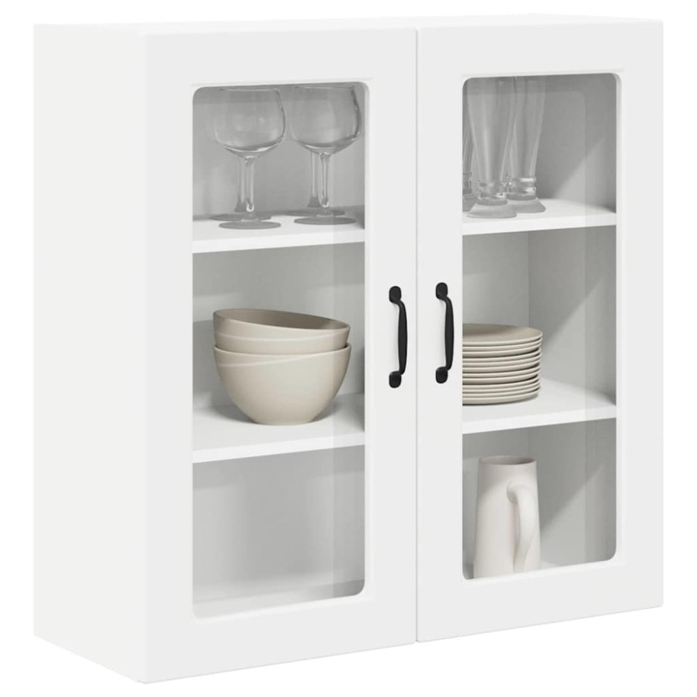 Produktbild för Väggglasförråd PORTO Vit 80 x 31 x 80 cm Konstruerat trä