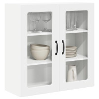 Produktbild för Väggglasförråd PORTO Vit 80 x 31 x 80 cm Konstruerat trä