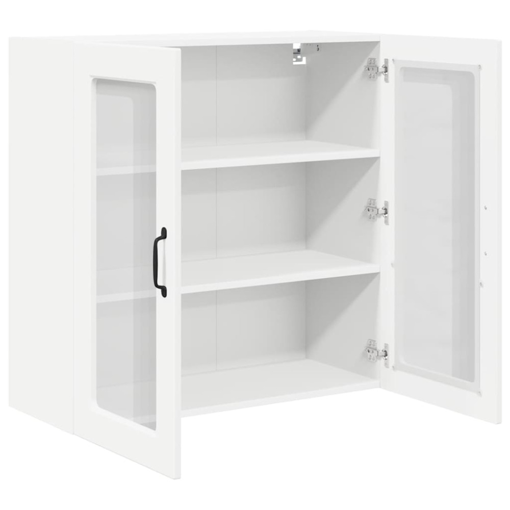 Produktbild för Väggglasförråd PORTO Vit 80 x 31 x 80 cm Konstruerat trä