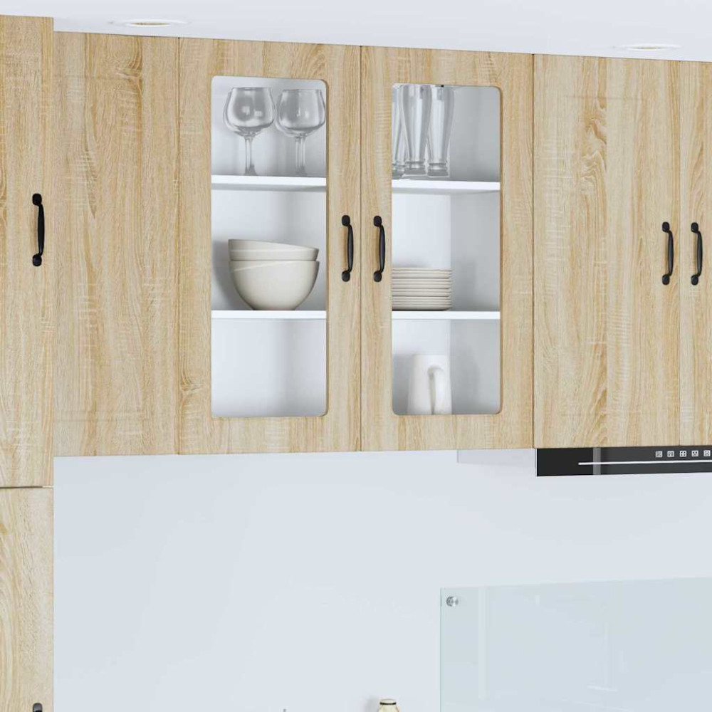 Produktbild för Väggglasförråd PORTO Sonoma-ek 80 x 31 x 80 cm Konstruerat trä