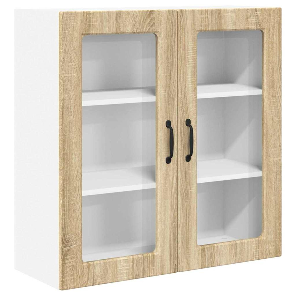 Produktbild för Väggglasförråd PORTO Sonoma-ek 80 x 31 x 80 cm Konstruerat trä