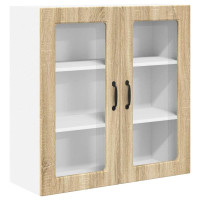 Produktbild för Väggglasförråd PORTO Sonoma-ek 80 x 31 x 80 cm Konstruerat trä