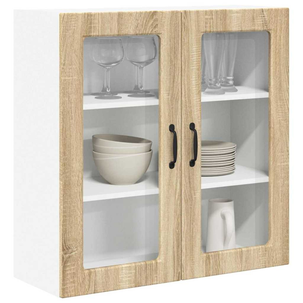 Produktbild för Väggglasförråd PORTO Sonoma-ek 80 x 31 x 80 cm Konstruerat trä