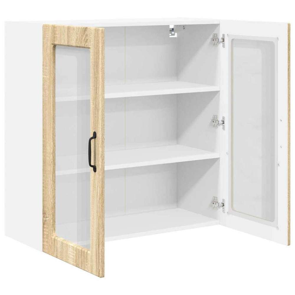 Produktbild för Väggglasförråd PORTO Sonoma-ek 80 x 31 x 80 cm Konstruerat trä