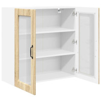 Produktbild för Väggglasförråd PORTO Sonoma-ek 80 x 31 x 80 cm Konstruerat trä