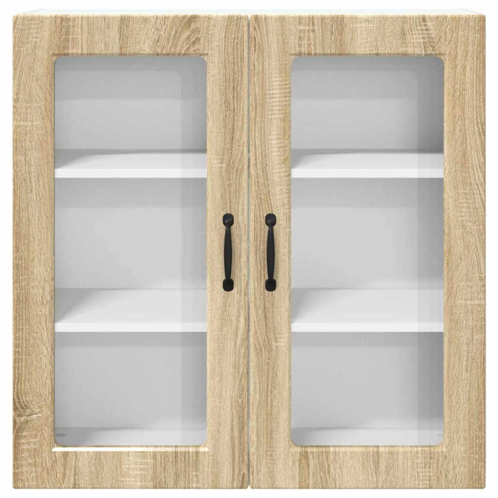 Produktbild för Väggglasförråd PORTO Sonoma-ek 80 x 31 x 80 cm Konstruerat trä