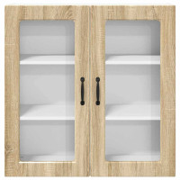Produktbild för Väggglasförråd PORTO Sonoma-ek 80 x 31 x 80 cm Konstruerat trä