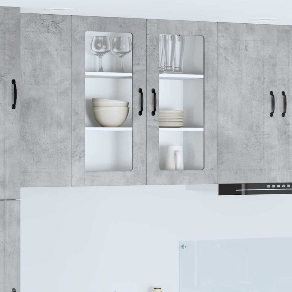 Produktbild för Väggglasförråd PORTO Betonggrå 80 x 31 x 80 cm Konstruerat trä