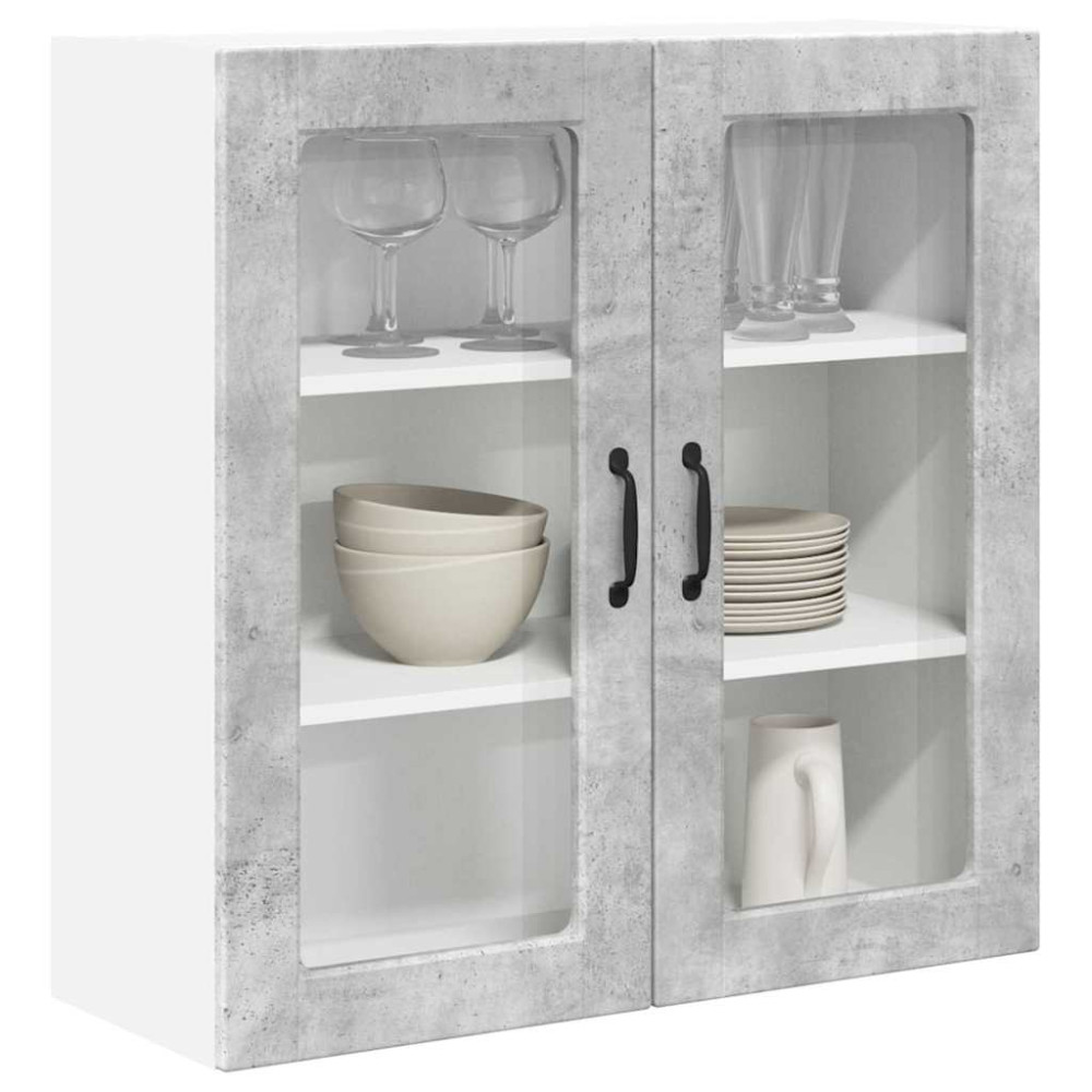 Produktbild för Väggglasförråd PORTO Betonggrå 80 x 31 x 80 cm Konstruerat trä
