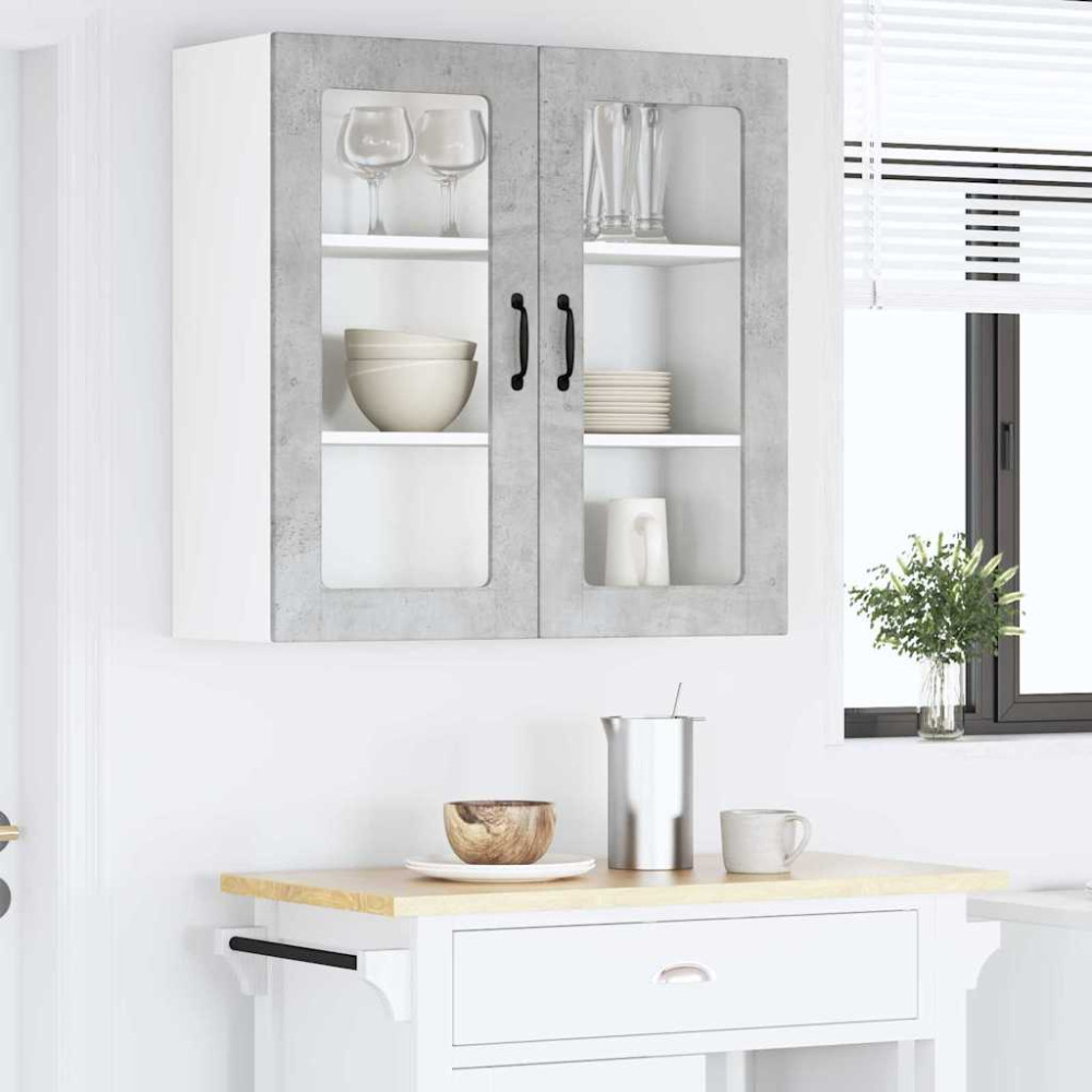 Produktbild för Väggglasförråd PORTO Betonggrå 80 x 31 x 80 cm Konstruerat trä