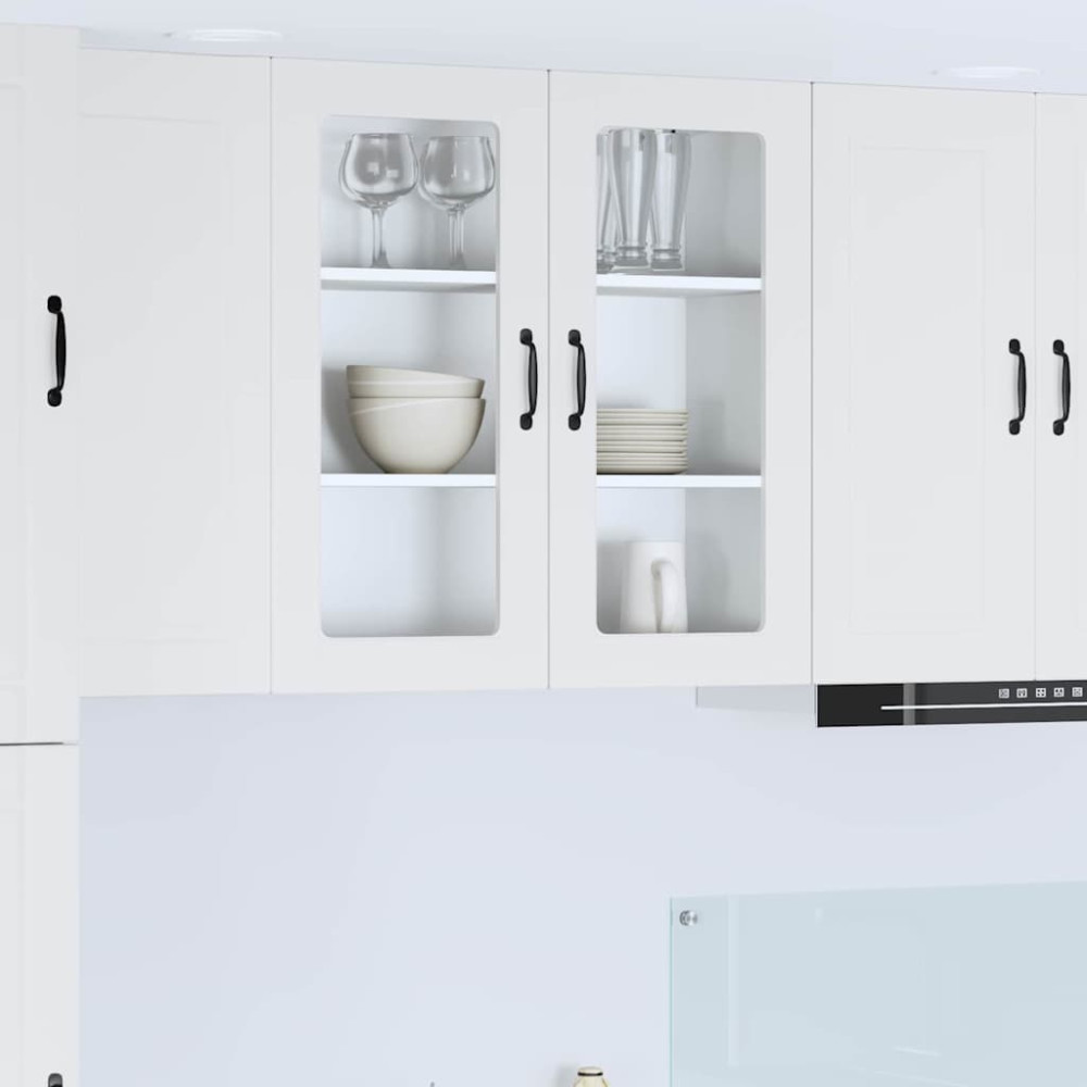 Produktbild för Väggglasförråd PORTO Högblanka vita 80 x 31 x 80 cm
