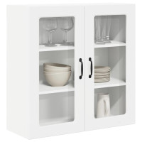 Produktbild för Väggglasförråd PORTO Högblanka vita 80 x 31 x 80 cm