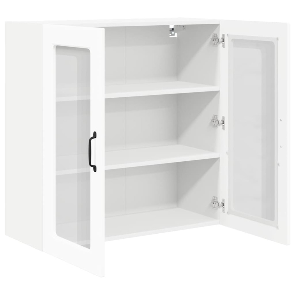 Produktbild för Väggglasförråd PORTO Högblanka vita 80 x 31 x 80 cm
