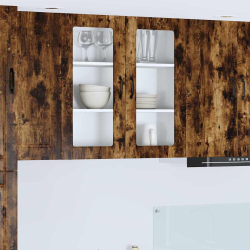 vidaXL Väggglasförråd PORTO Rökt ek 80 x 31 x 80 cm Konstruerat trä