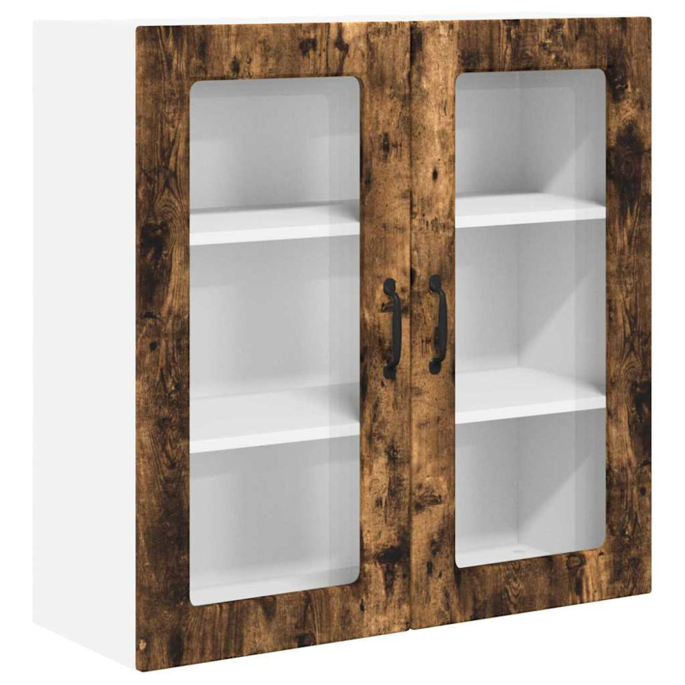 Produktbild för Väggglasförråd PORTO Rökt ek 80 x 31 x 80 cm Konstruerat trä
