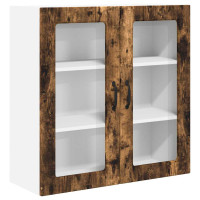 Produktbild för Väggglasförråd PORTO Rökt ek 80 x 31 x 80 cm Konstruerat trä