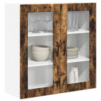 Produktbild för Väggglasförråd PORTO Rökt ek 80 x 31 x 80 cm Konstruerat trä