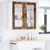 Produktbild för Väggglasförråd PORTO Rökt ek 80 x 31 x 80 cm Konstruerat trä