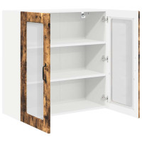 Produktbild för Väggglasförråd PORTO Rökt ek 80 x 31 x 80 cm Konstruerat trä