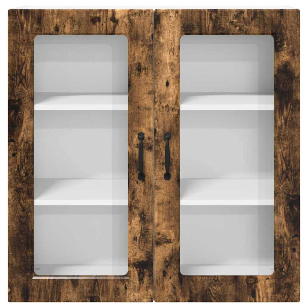 Produktbild för Väggglasförråd PORTO Rökt ek 80 x 31 x 80 cm Konstruerat trä