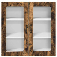 Produktbild för Väggglasförråd PORTO Rökt ek 80 x 31 x 80 cm Konstruerat trä