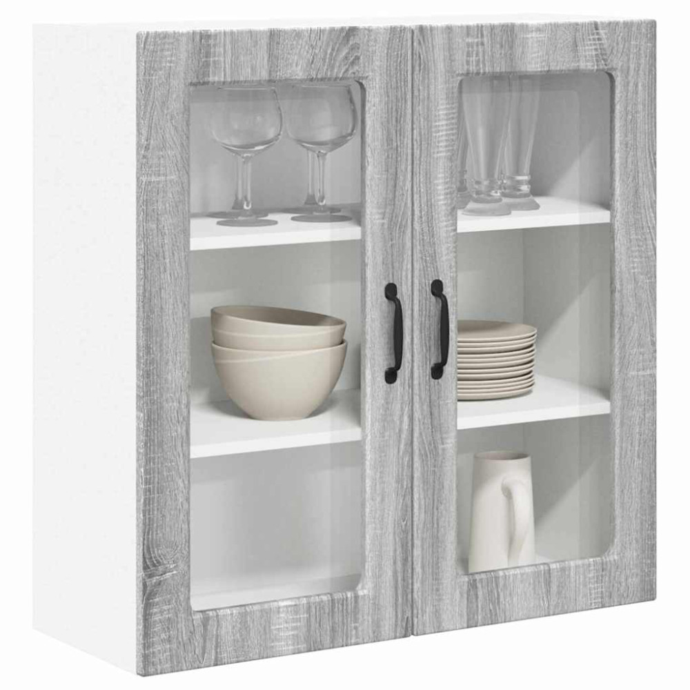 Produktbild för Väggglasförråd PORTO Grå Sonoma 80 x 31 x 80 cm Konstruerat trä