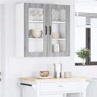 Produktbild för Väggglasförråd PORTO Grå Sonoma 80 x 31 x 80 cm Konstruerat trä